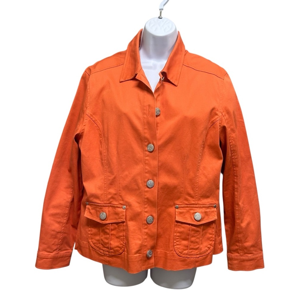 Tradition Country Collection Orange Lightweight Button Front Jacket - Size 14